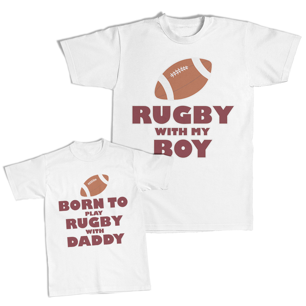 Dad and Son Matching Outfits Clothes Born Play Golf Daddy Ball - Rugby My Boy
