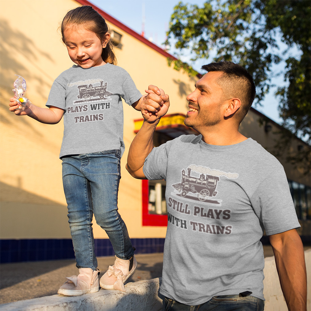 Dad and Son Matching Outfits Clothes Still Plays with Trains