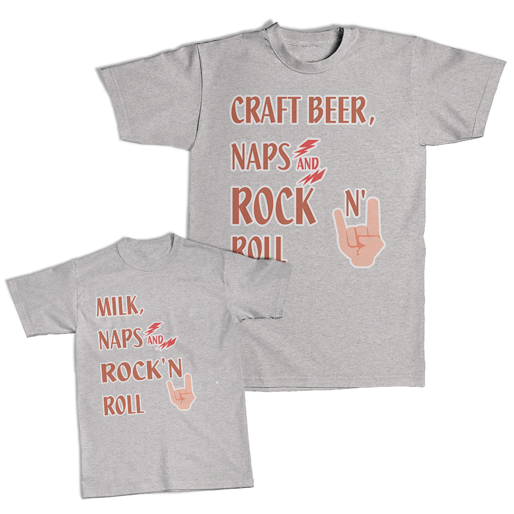 Dad and Son Matching Outfits Clothes Play Tennis Daddy Craft Beer Naps Rock Roll - Picture 5 of 6