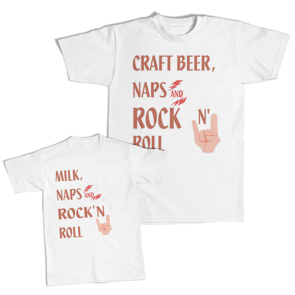 Dad and Son Matching Outfits Clothes Play Tennis Daddy Craft Beer Naps Rock Roll - Picture 6 of 6